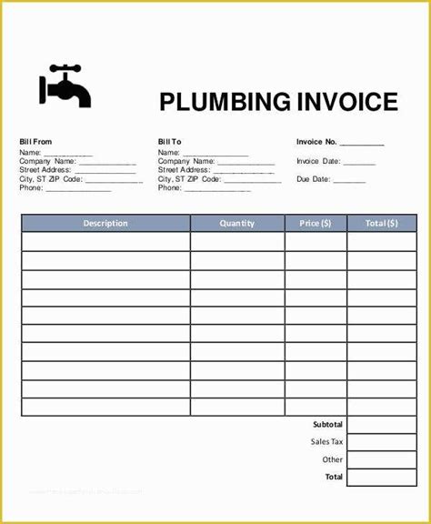 Plumbing Work Order Template Sample