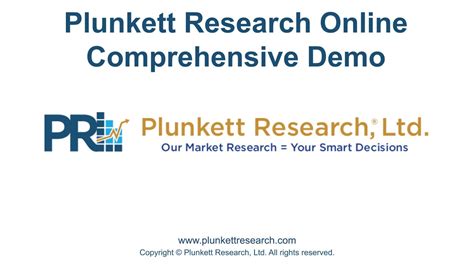 Plunkett research. Plunkett Research Online is an excellent resource…the database contains a wealth of useful data on sectors and companies, which is easy to search and well presented. Help and advice on how to conduct, export and save searches is available at all stages. 
