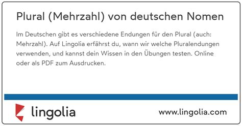 Plural (Mehrzahl) von deutschen Nomen - Lingolia