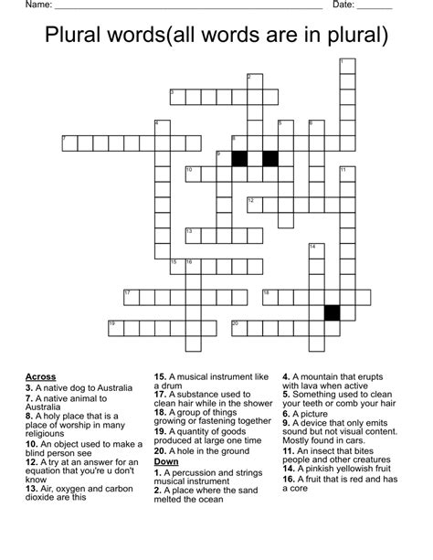 Plural words(all words are in plural) Crossword WordMint