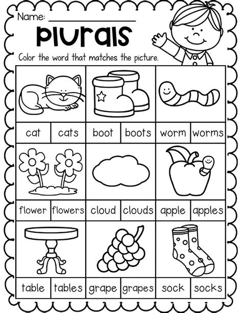 Plurals worksheet for Grade 2