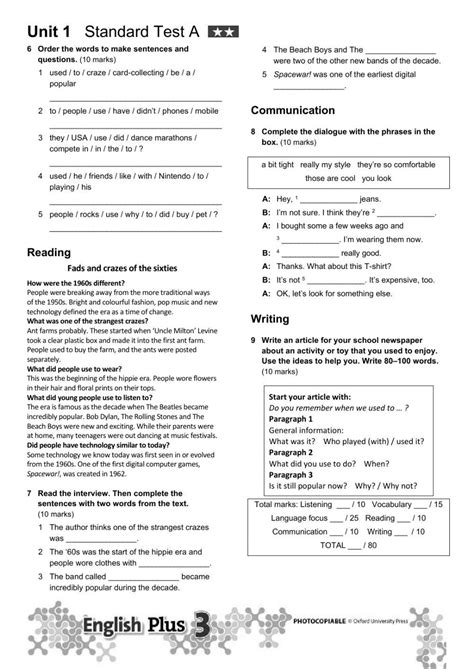 Plus English 3 Workbook Messages Answers