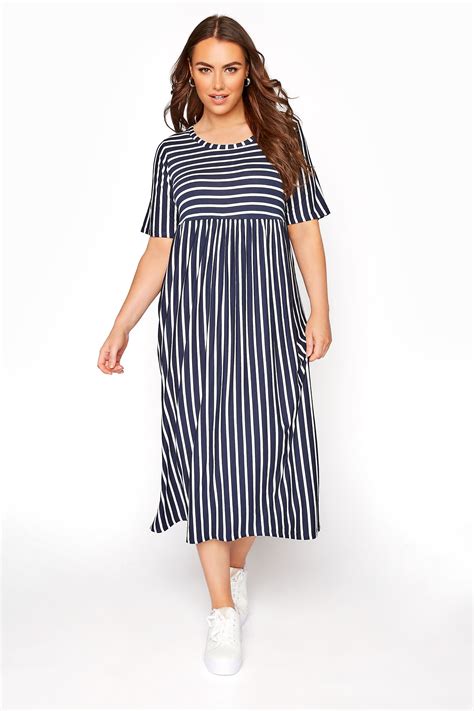 Plus Size Women V Neck Striped Short Sleeve Midi Dress Casual Baggy …