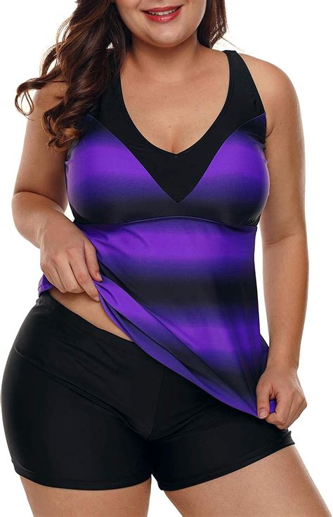 Plus size bathing suit tops. Starting at: $49.77 with code: DESTINATION. Women's Plus Size Chlorine Resistant Square Neck Tankini Swimsuit Top. $77.95. Women's Plus Size Chlorine Resistant High Neck UPF 50 Modest Tankini Swimsuit Top. $72.95. $43.77 - $65.65 with code: DESTINATION. Women's Plus Size Gingham V-Neck Shoulder Tie Tankini Swimsuit Top. 