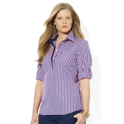 Lauren Ralph Lauren Spread Collar Surplice V-Neck Buckle Trimmed Broadcloth Shirt. Permanently Reduced. Orig. $145.00. Now $87.00. Only size L available. ( 3) Accessorize in style with jewelry, sunglasses, watches, and more from Lauren Ralph Lauren! Shop Dillard's and add some sophistication and polish to your look with the latest Lauren Ralph .... 