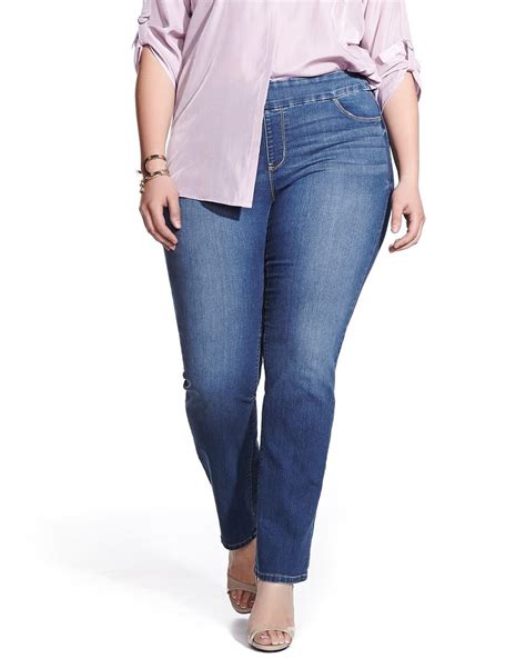 Shop plus size Jeans at Ashley Stewart. ... Cropped Cuffed Straight Leg Jeans. $35.70 Price reduced from $59.50 to 40% Off! selected ... Coated Mid Rise Slim Leg Jeans. $38.70 Price reduced from $64.50 to 40% Off! selected .... 