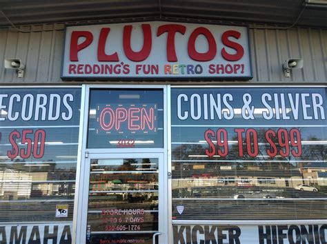 PLUTOS. Redding, California, United States. Address: 3032 Bechelli Ln, Redding, CA 96002, USA. Introduction: Shop selling retro goodies and vinyl. Sells: Records, DVDs, Movies, CDs, Car Audio, Jewelery, Knives, Old Coins. View on Google Maps..