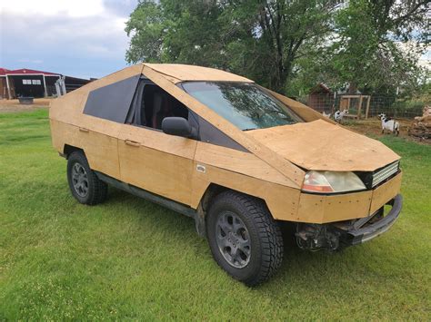 Plybertruck - Cromwell’s Plybertruck is a Tesla Cybertruck replica made with wooden panels. The vehicle underneath the wooden exterior is a first-generation Acura MDX, which probably complied with the $500 ...