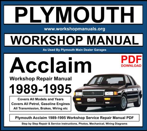 Plymouth acclaim 1989 1995 service repair workshop manual. - Subaru alcyone svx service repair manual 1991 1992 1993 1994 1995 1996.