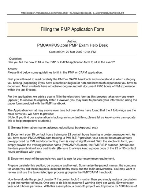 Pmp Application Template