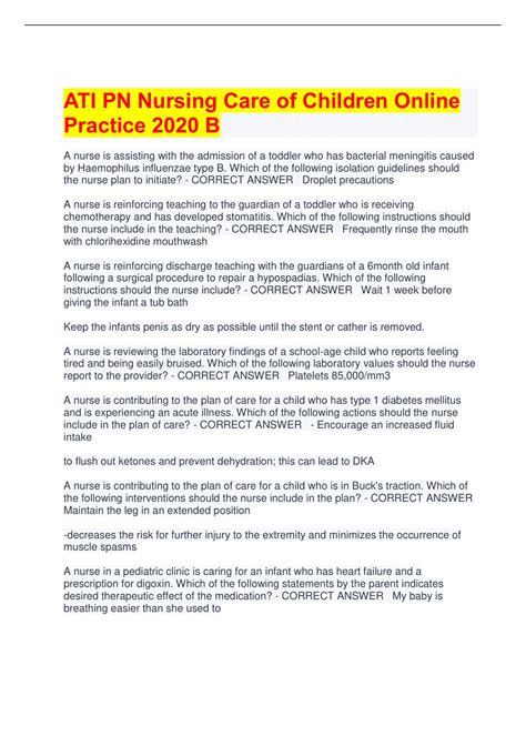 Pn nursing care of children online practice 2020 b. Things To Know About Pn nursing care of children online practice 2020 b. 