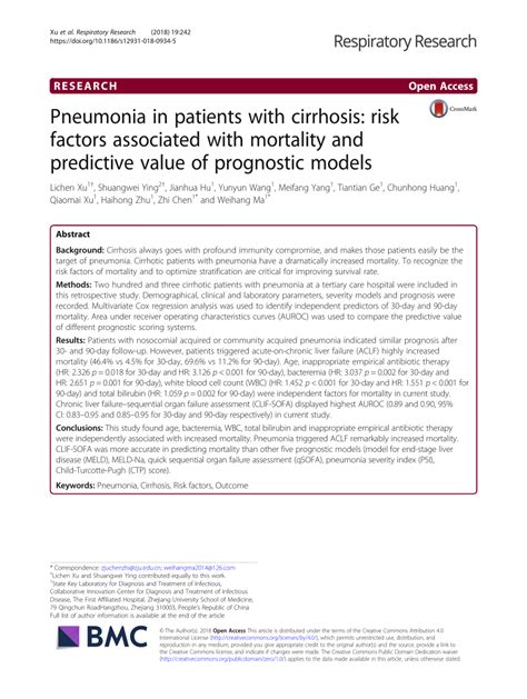 Pneumonia in patients with cirrhosis: risk factors associated with ...