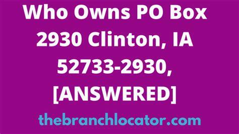 52733: City: CLINTON: State: IA: Type: PO BOX: Post offices count: 1 : Cities in ZIP Code 52733 Primary city: CLINTON, IA Post offices. CLINTON — Post Office ™ 300 S 1ST ST CLINTON, IA 52732-9998. More CLINTON — Post Office™ 300 S 1ST ST CLINTON, IA 52732-9998 Lot Parking Available. For facility accessibility, please call the Post Office.. 