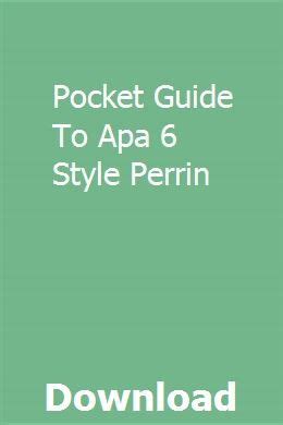Pocket guide to apa 6 style perrin. - Manual científico mundial de resultados experimentales sobre penetración de alta velocidad en metales, hormigón y suelos.