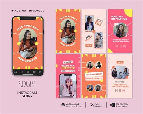 Podcast Instagram Post and Story PSD Template for Social Media