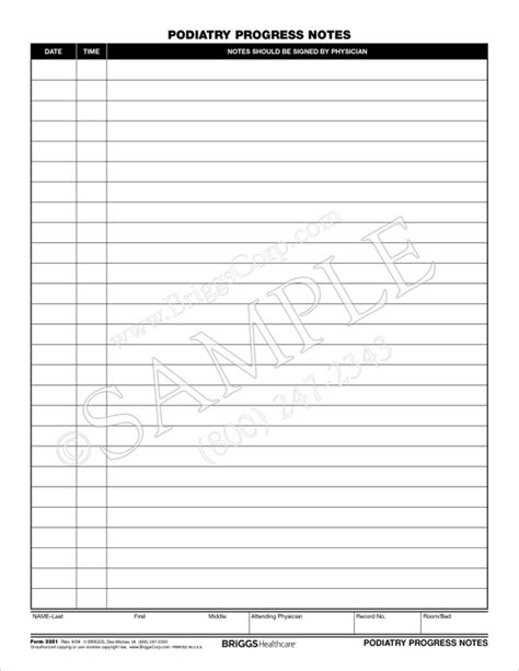 Podiatry Progress Notes 2Sided Form