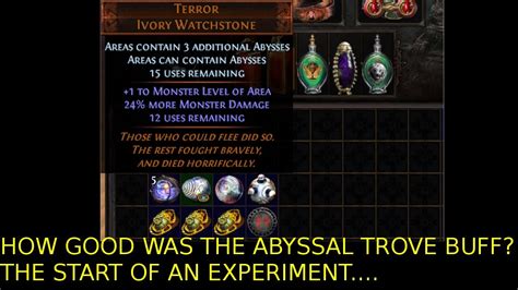 Poe abyss jewel. Stygian Vise. Belt. Quality: +20%. Has 1 Abyssal Socket. Has 1 Abyssal Socket. (50-100) % increased Effect of Socketed Abyss Jewels. (Only Abyss Jewels can be Socketed in Abyssal Sockets) Hold in your hand the darkness. and never will the light blind you. 