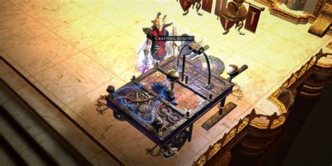 The Crafting Bench lets players craft a modifier into equipment or modify sockets and links at the cost of some currency. It can be found in the player's hideout . Contents 1 Mechanics 1.1 Unlock locations 2 Crafting modifiers 2.1 Zana - Map modifiers 2.2 Navali - Metacrafting options 2.3 Helena - Unlocked via objects. 