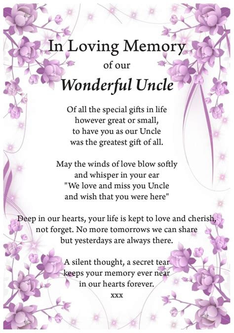 Poem for uncle who passed away. Days have passed, months came, years are on their way. How I wish you were still here with me today. Thoughts of you linger in my head, Wondering how life would be if you weren't dead. 