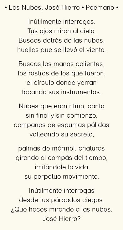 Poema Las Nubes de José Hierro - Poemas de