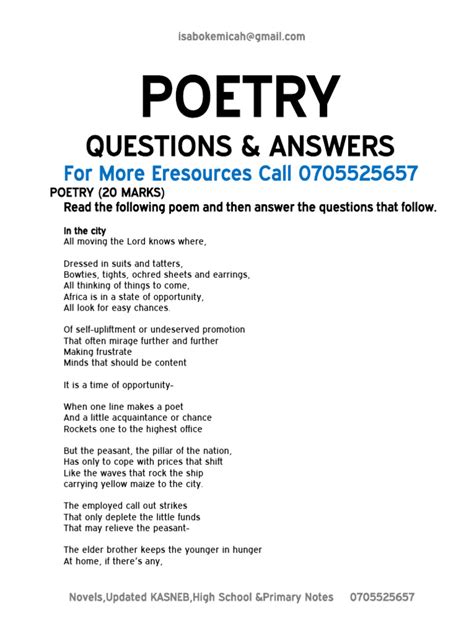 Poems And Questions With Answers