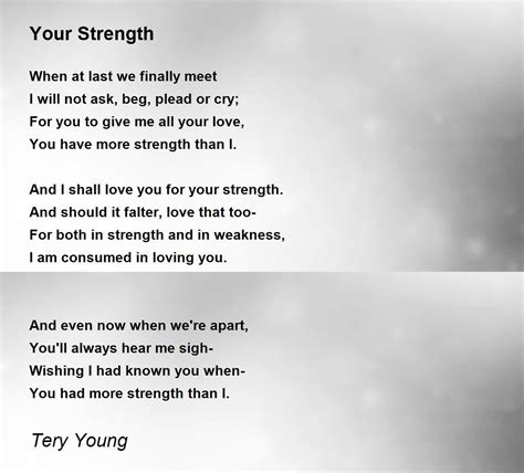 Poems about strength. Poems about women’s strength often celebrate resilience, empowerment, and the multifaceted nature of femininity. These verses highlight triumphs over adversity, the nurturing spirit, and the indomitable will of women, serving as powerful odes to female fortitude and grace. Filter Poems. 