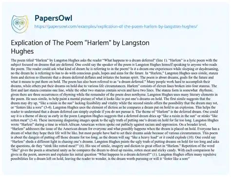 Poetry Analysis: Harlem by Langston Hughes - PapersOwl.com