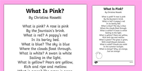 Poetry By Heart What is Pink?