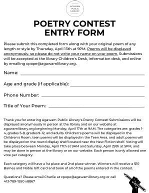 Poetry Contest Entry Form - Submit Your Poem for Free!