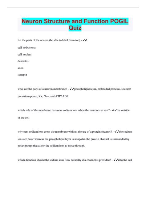 Pogil Neuron Structure Answers