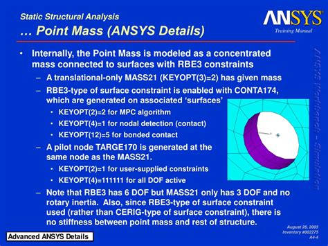 Point mass ansys.  Unlike distributed elements that spread across a volume or surface, a...