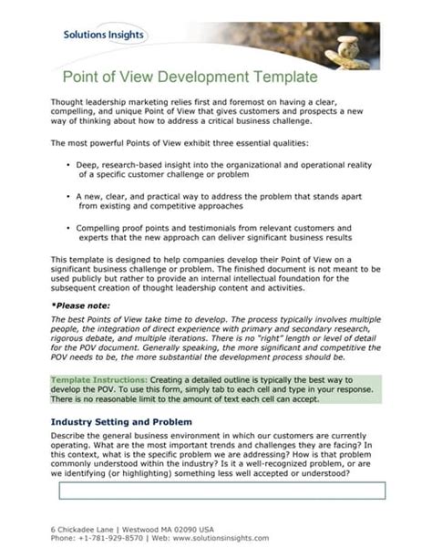Point of View Development Template
