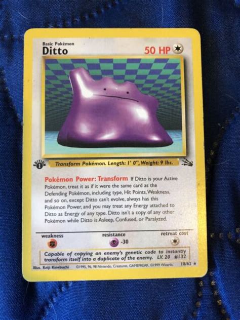 Pokemon Card 1st Edition Ditto 18/62 Non Holo Rare Fossil Set