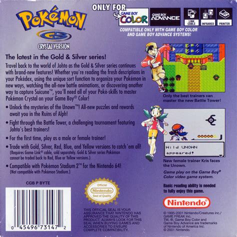 Pokemon Crystal Version Box Shot for Game Boy Color GameFAQs
