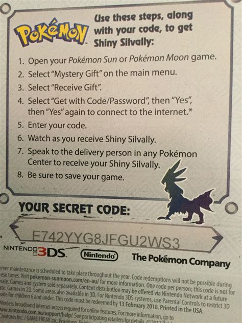Pokemon Ultra Sun Mystery Gift Codes