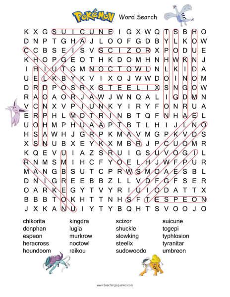 Pokemon Word Search Puzzle Teaching Squared
