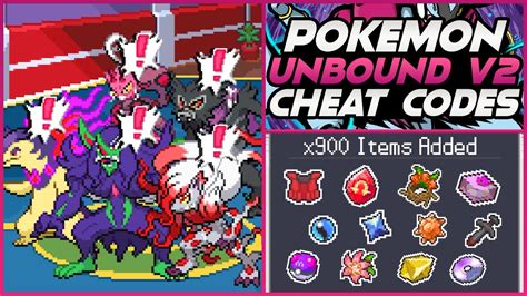 Pokemon Unbound Cheats - All cheat codes 