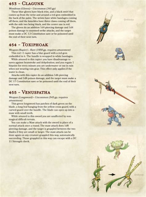 Pokemon weapons 5e. com.  Jun 12, 2024 · Pok&eacute;mon Inspired Weapons & Items of...