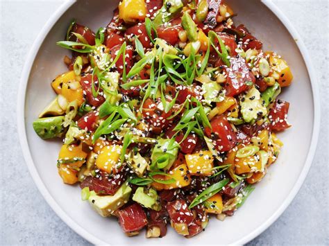 When you find yourself with fresh ahi tuna steaks, may we suggest you use them to make our delicious ahi poke recipe? Tuna poke is one of the easiest seafood dishes you can make (seriously, it only takes 15 minutes to prep) and you will never be disappointed by the rich umami flavors the fish has to offer.. 