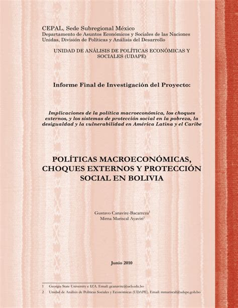 Políticas macroeconómicas, choques externos y protección social en bolivia. - Bissell big green clean machine manual.