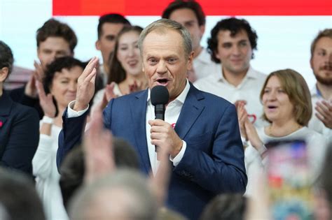 Poland’s opposition leader Tusk declares win after exit poll shows ruling populists losing majority