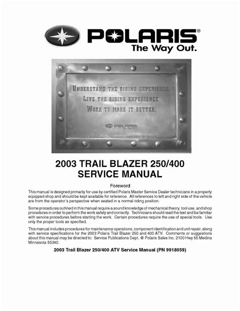 Polaris 2003 trail blazer 250 400 service repair manual. - Friedrich ludwig jahn und das problem der volkserziehung.