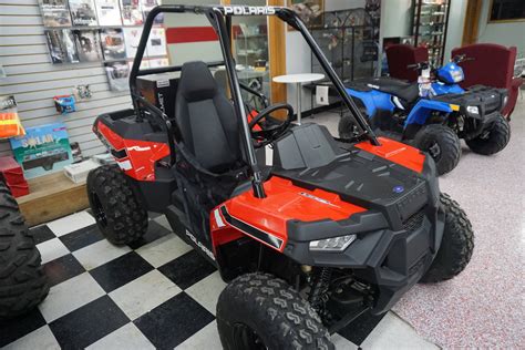Polaris ace 150 for sale. Polaris offers four off-road vehicle lineups. The RZR side-by-side series has 11 models in its lineup, including one youth model. RZR trail vehicles have a narrow body to allow for precision agility along tight trails. The Ranger series is made up of 18 UTV models, perfect for farmers, ranchers, hunters, homeowners, and even young riders. 