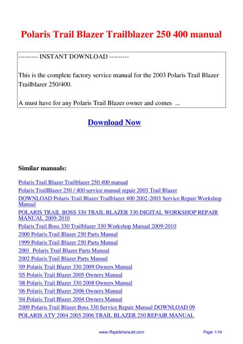 Polaris trail blazer trailblazer 250 400 manual. - Manuale di programmazione della fresatrice okuma.