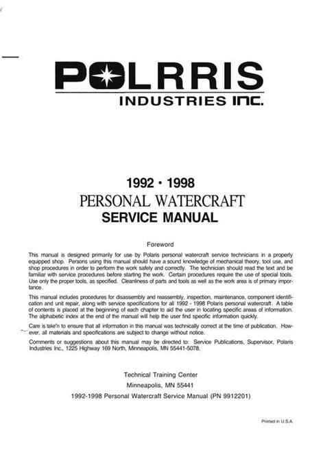 Polaris watercraft 1992 1998 service manual. - Honor militar, violencia terrorista y conciencia moral.