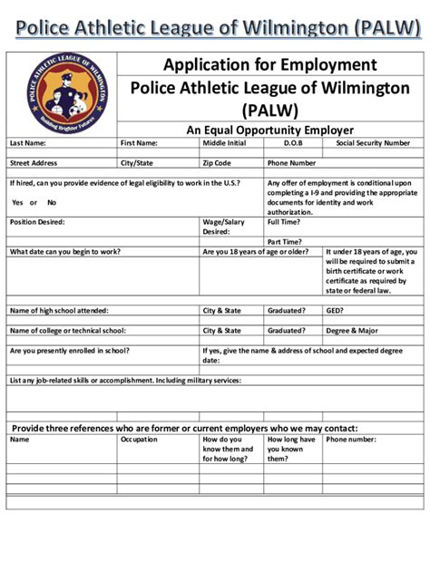 Police Department Employment Application - New …