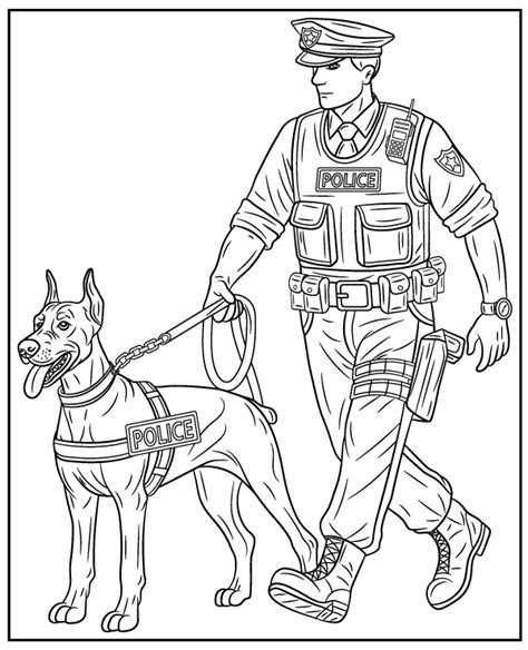 Police Dog Coloring Shee