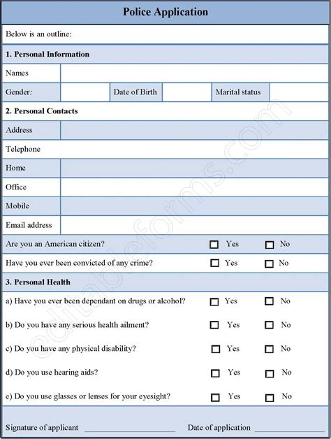 Police application form 2020.  No coding is necessary to customize this free template.  Applica...