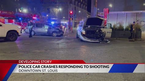 Police car crashes downtown while responding to shooting