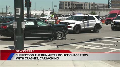 Police chase ends in Denver with crashes, carjacking